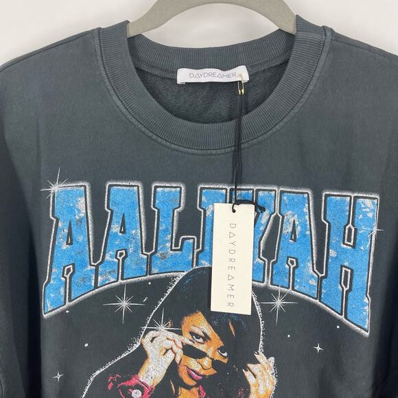 Daydreamer Aaliyah Baby Girl Oversized Crew Sweatshirt XS Vintage Black NWT - Picture 4 of 6
